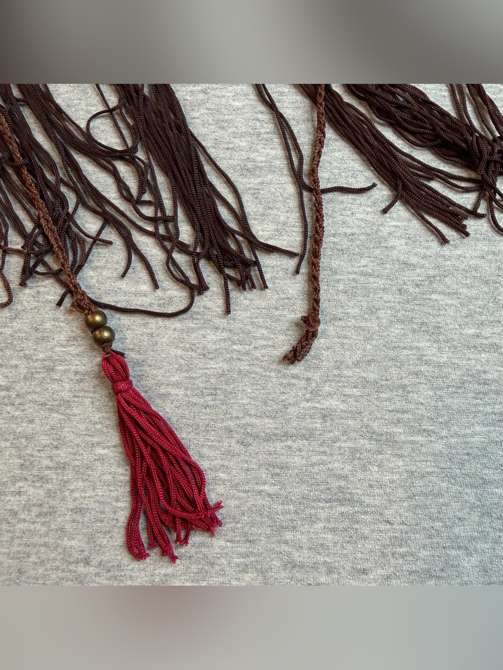 Brown Belly Dance Hip Scarf with Fringe and Coins - Picture 6 of 9